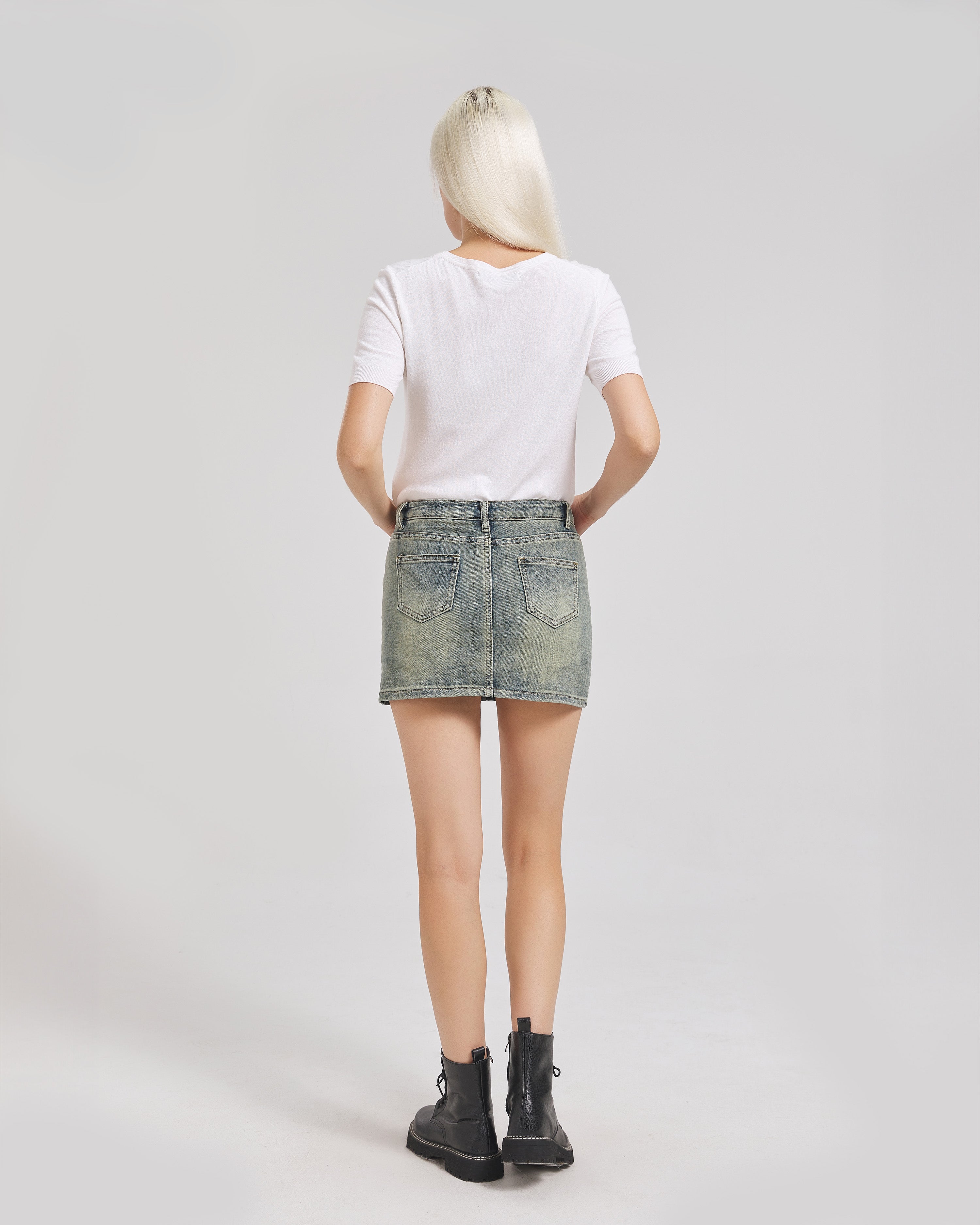 Cotton Denim Miniskirt