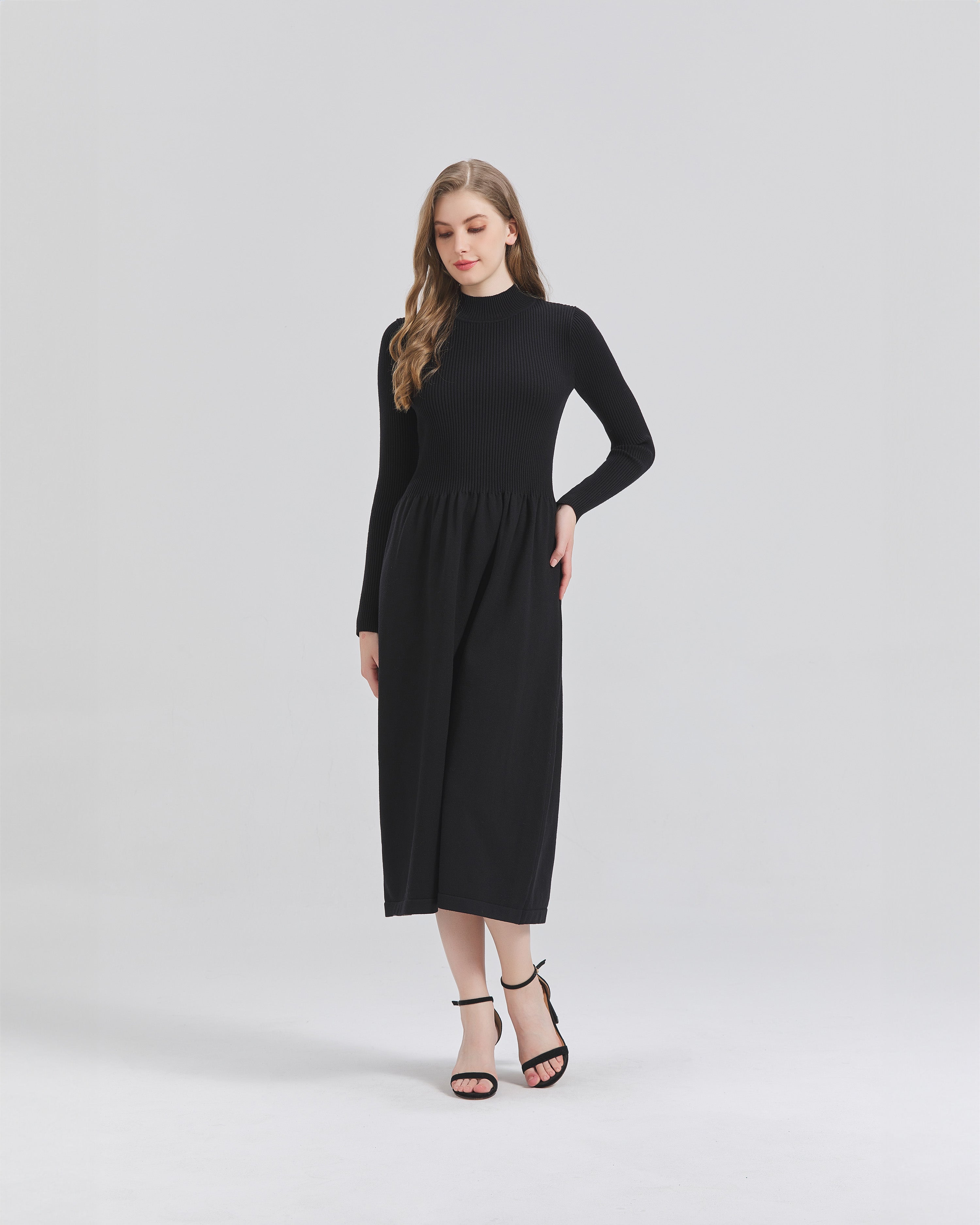 Long Sleeve Dress In Cotton