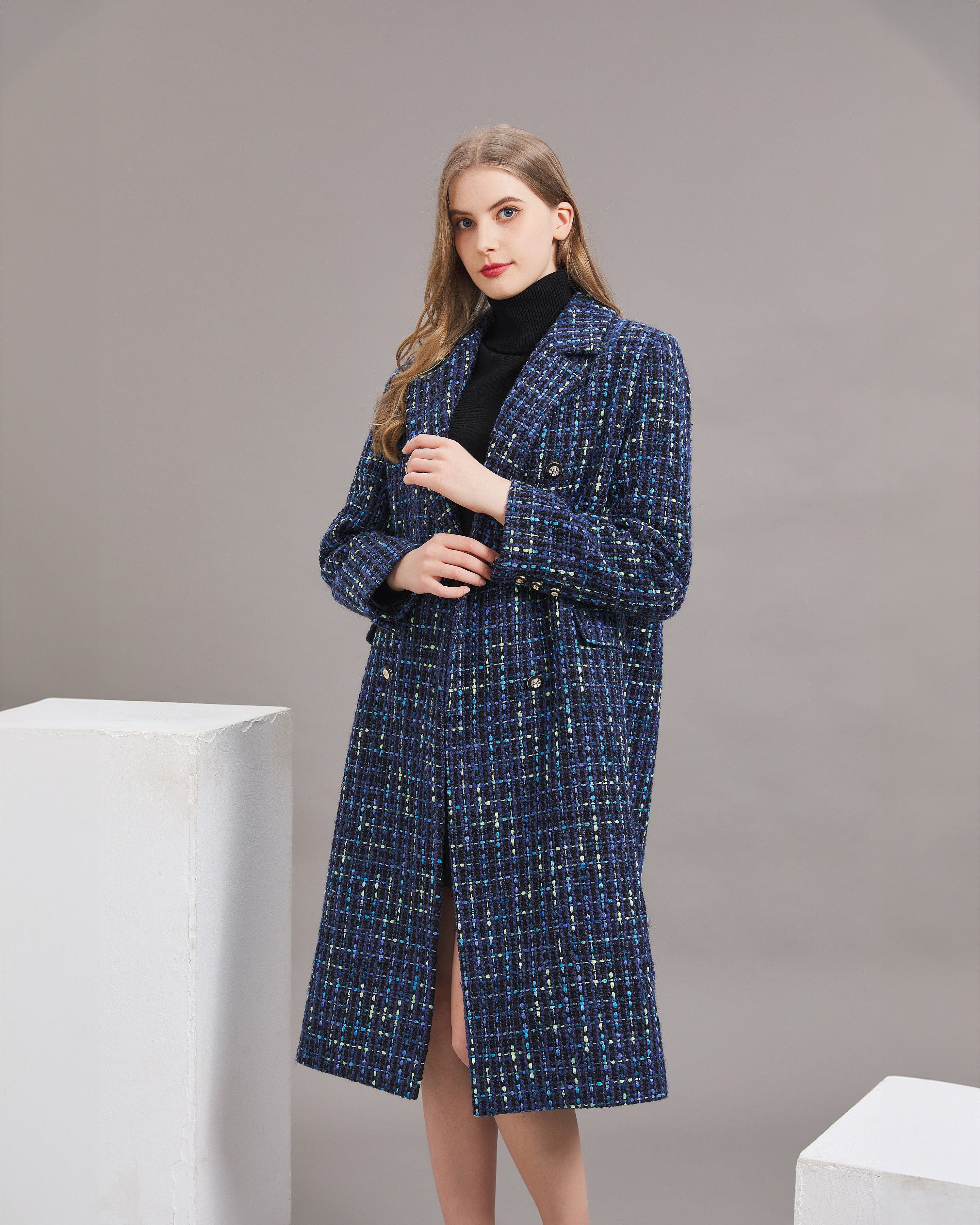 Wool Blend Tweed Coat