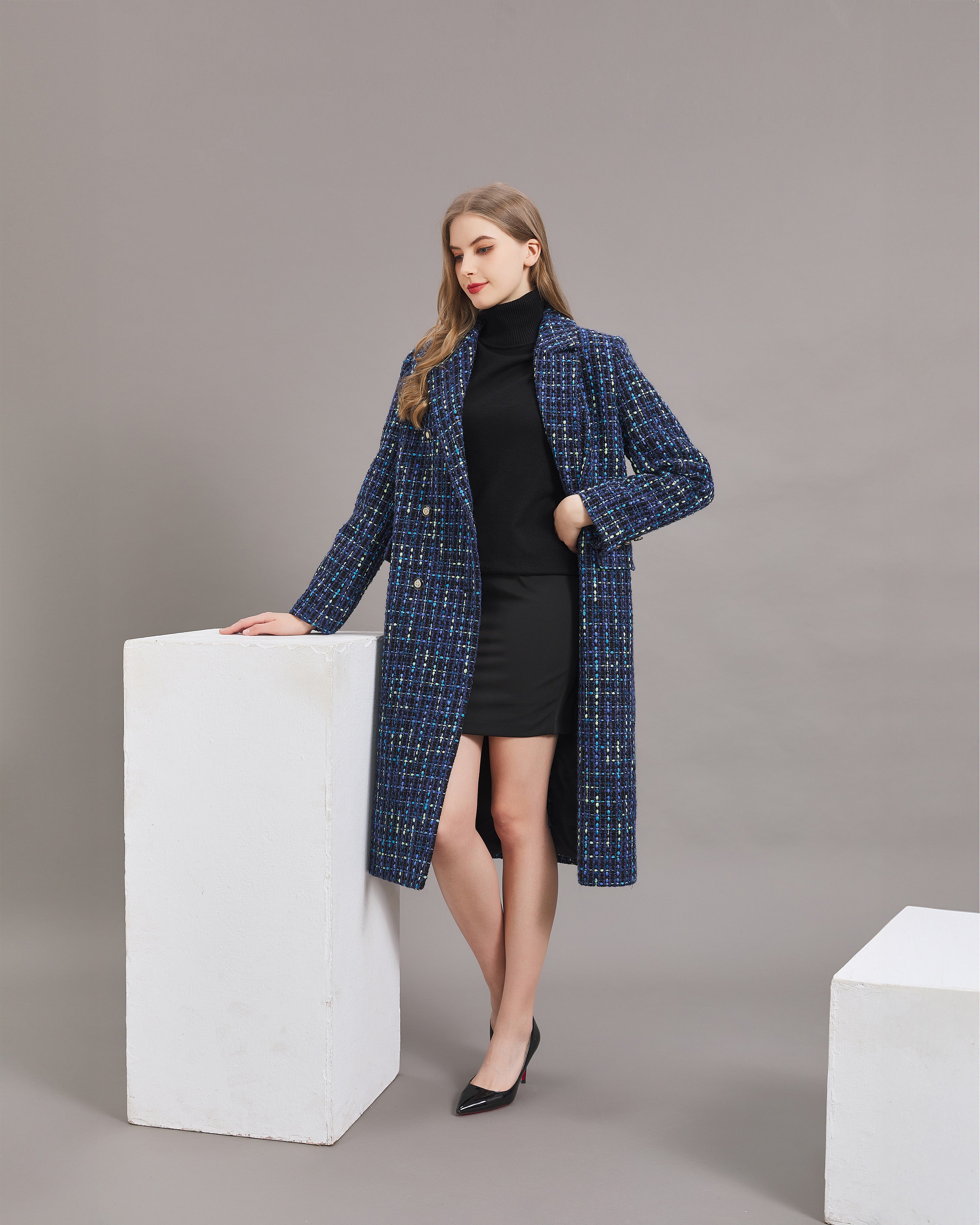 Wool Blend Tweed Coat