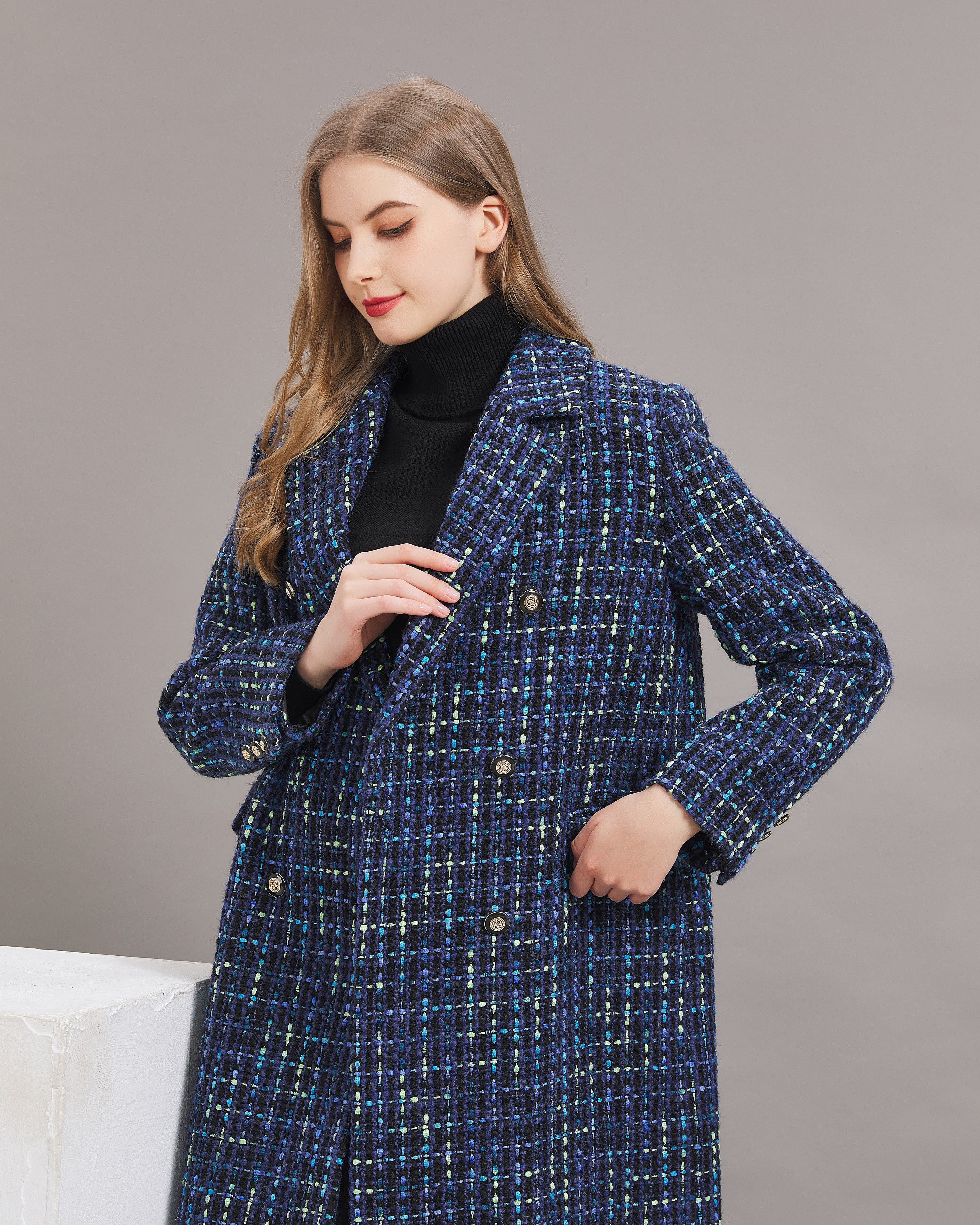 Wool Blend Tweed Coat