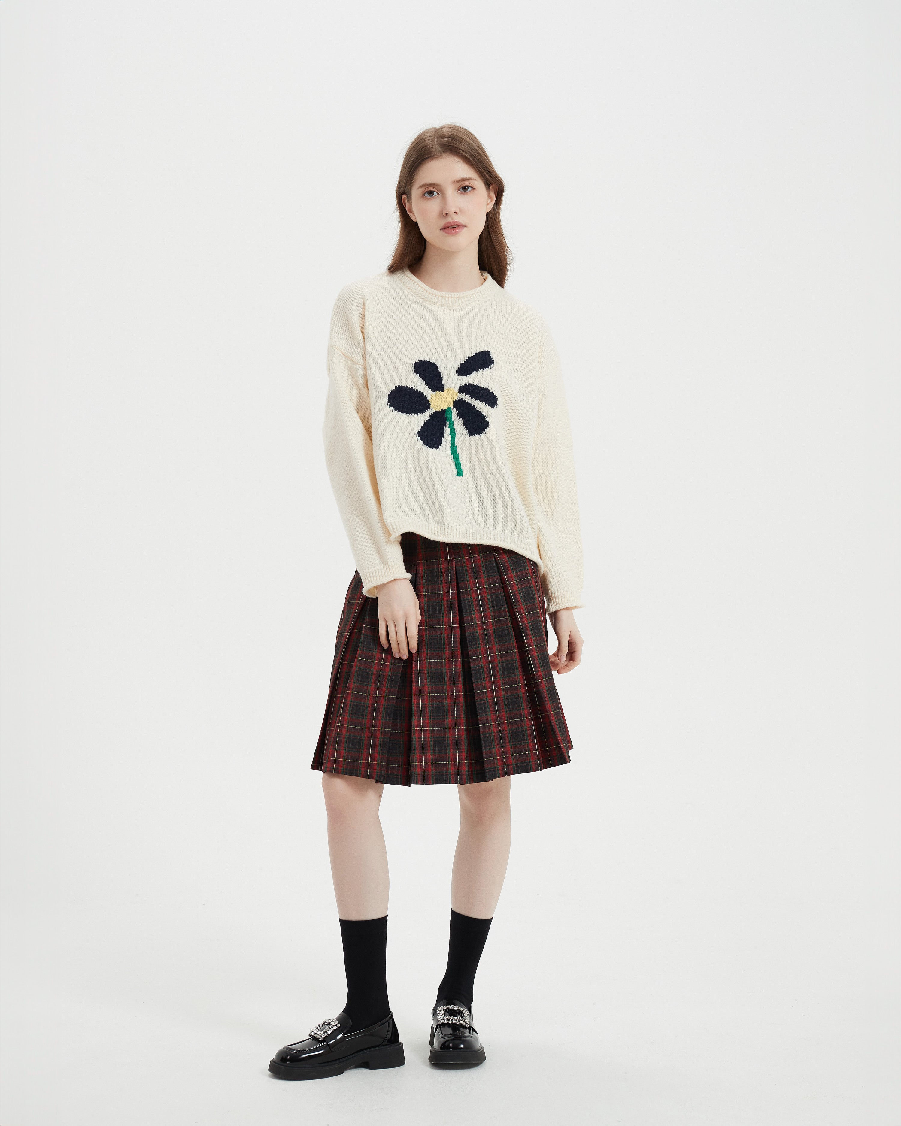 Knit Floral Jacquard Sweater