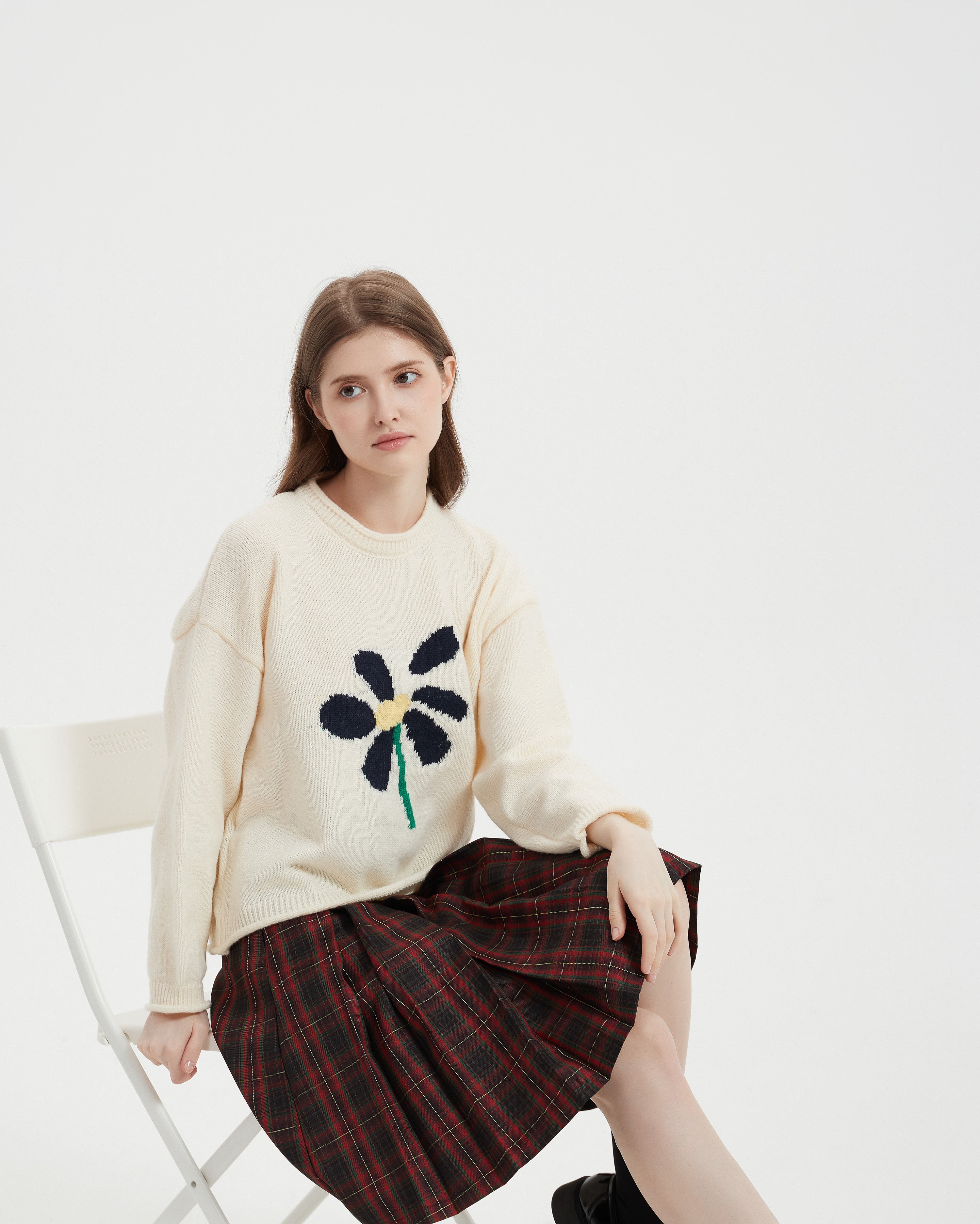 Knit Floral Jacquard Sweater